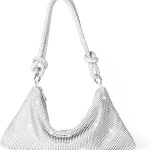 Silver Hobo Bag Handbag Clutch Purse for Women
